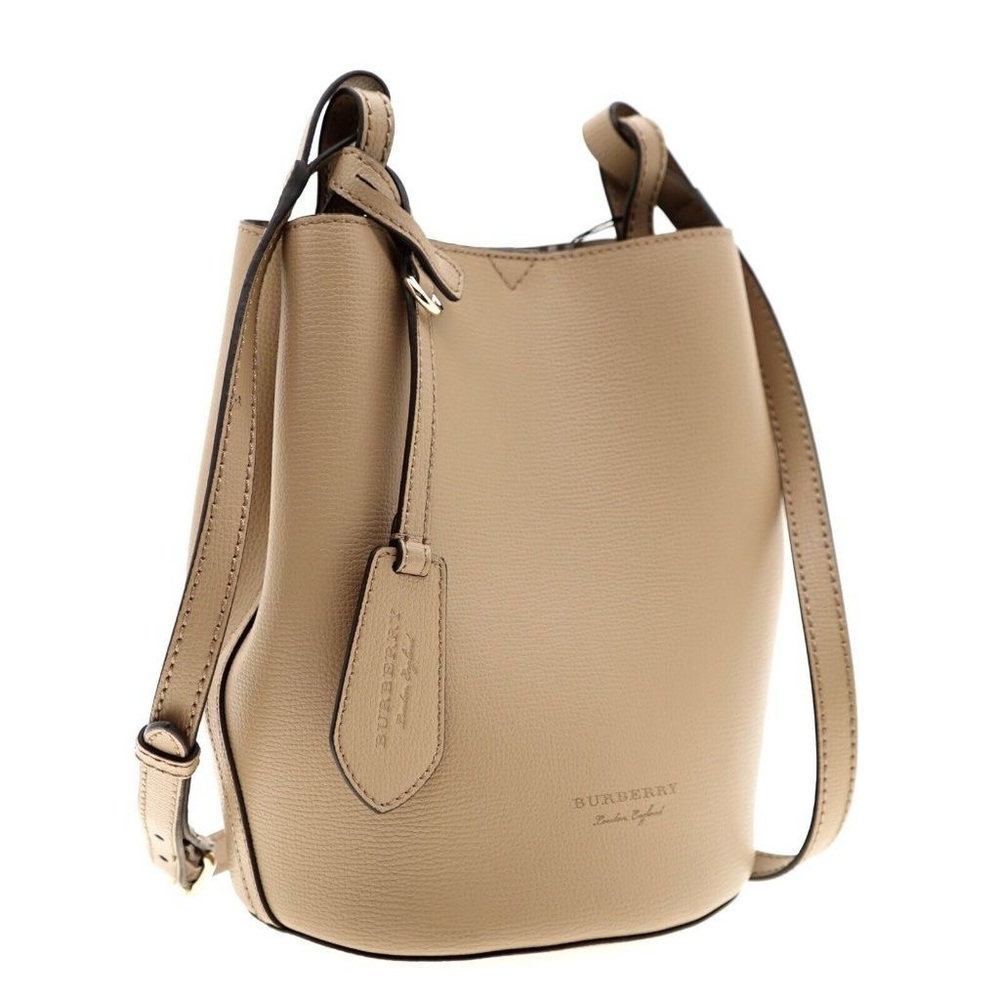 Burberry Lorne Bucket Bag Crossbody Leather Heymarket Check New